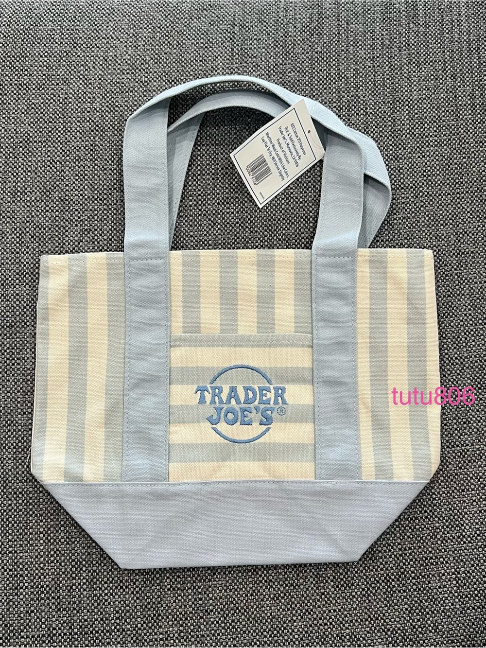 Trader Joe’s Striped Canvas Mini Tote Bag   NWT